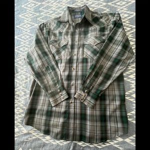 Pendleton Frontier Western-style men's long sleeve plaid shirt. Excl Cond.